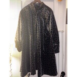 Vintage Portrait JL deBall Velvet Opera Coat Womens Size L Black Leopard Print